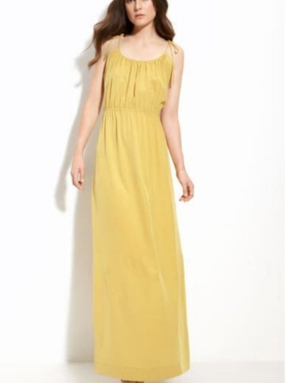 Theory Tylie Mustard Tie-Shoulder Dress / Size M